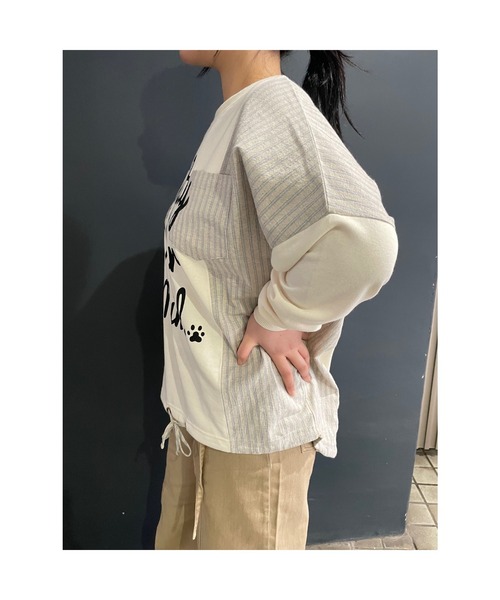 Rydia（リディア）の「異素材切り替えプルオーバー（Tシャツ/カットソー・レディース・ブラック/アイボリー/トップグレー・M）」の10枚目の写真