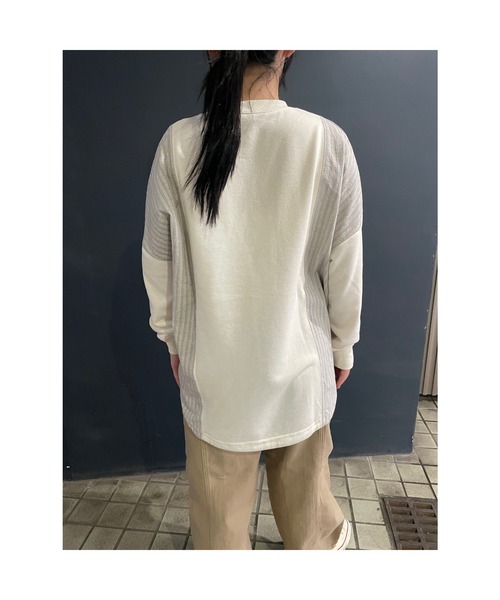 Rydia（リディア）の「異素材切り替えプルオーバー（Tシャツ/カットソー・レディース・ブラック/アイボリー/トップグレー・M）」の11枚目の写真