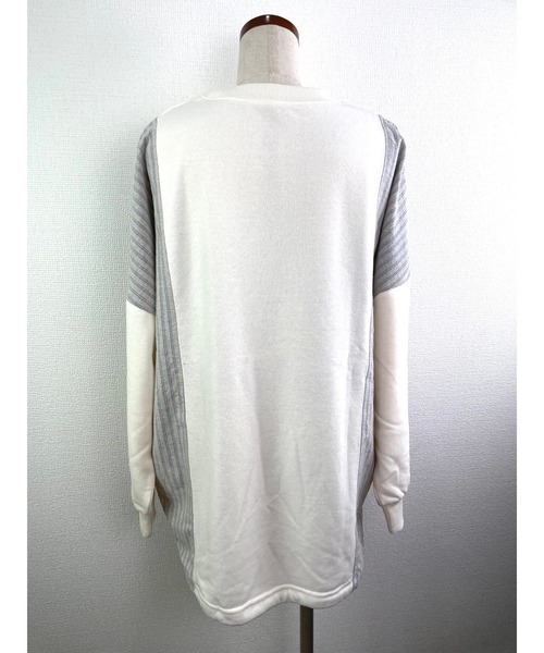 Rydia（リディア）の「異素材切り替えプルオーバー（Tシャツ/カットソー・レディース・ブラック/アイボリー/トップグレー・M）」の6枚目の写真