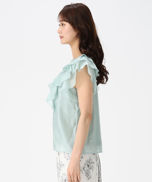 MISCH MASCH（ミッシュマッシュ）の「2026春夏新作 シアーレースラッフルフリルブラウス（シャツ/ブラウス・レディース・イエロー/グリーン/ホワイト/ブラック/アイボリー・ﾌﾘ-）」の13枚目の写真