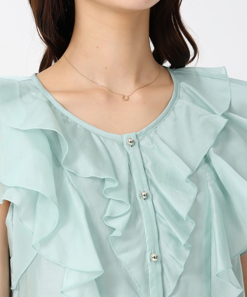 MISCH MASCH（ミッシュマッシュ）の「2026春夏新作 シアーレースラッフルフリルブラウス（シャツ/ブラウス・レディース・イエロー/グリーン/ホワイト/ブラック/アイボリー・ﾌﾘ-）」の15枚目の写真