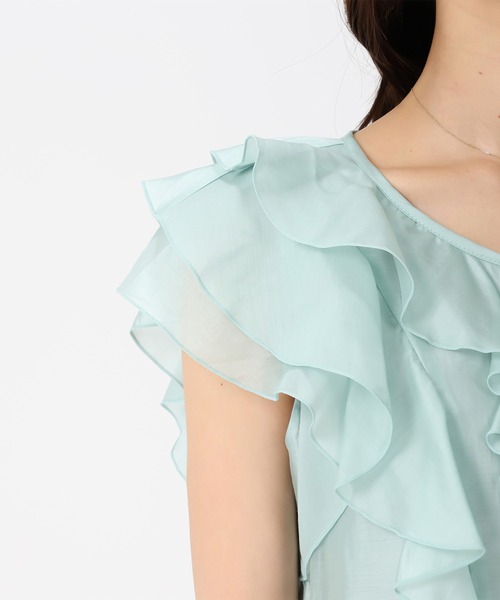 MISCH MASCH（ミッシュマッシュ）の「2026春夏新作 シアーレースラッフルフリルブラウス（シャツ/ブラウス・レディース・イエロー/グリーン/ホワイト/ブラック/アイボリー・ﾌﾘ-）」の16枚目の写真