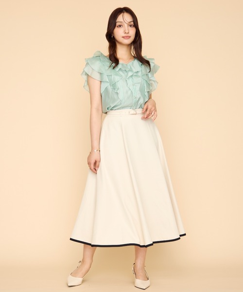 MISCH MASCH（ミッシュマッシュ）の「2026春夏新作 シアーレースラッフルフリルブラウス（シャツ/ブラウス・レディース・イエロー/グリーン/ホワイト/ブラック/アイボリー・ﾌﾘ-）」の20枚目の写真