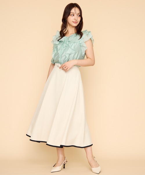 MISCH MASCH（ミッシュマッシュ）の「2026春夏新作 シアーレースラッフルフリルブラウス（シャツ/ブラウス・レディース・イエロー/グリーン/ホワイト/ブラック/アイボリー・ﾌﾘ-）」の21枚目の写真