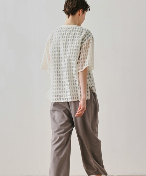 Kelen(ケレン)の「「KELEN / ケレン」シアーチェッククルーネックトップス(シャツ/ブラウス・レディース・ブラック/オフホワイト・M/S)」の7枚目の写真