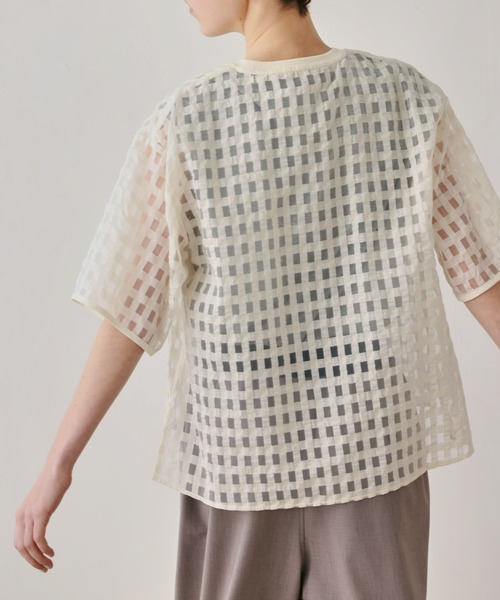 Kelen(ケレン)の「「KELEN / ケレン」シアーチェッククルーネックトップス(シャツ/ブラウス・レディース・ブラック/オフホワイト・M/S)」の8枚目の写真