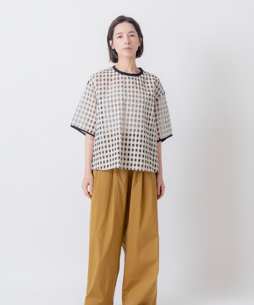 Kelen(ケレン)の「「KELEN / ケレン」シアーチェッククルーネックトップス(シャツ/ブラウス・レディース・ブラック/オフホワイト・M/S)」の10枚目の写真