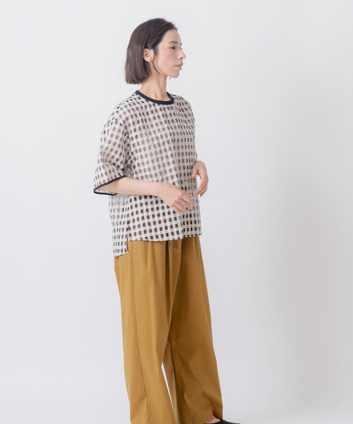 Kelen(ケレン)の「「KELEN / ケレン」シアーチェッククルーネックトップス(シャツ/ブラウス・レディース・ブラック/オフホワイト・M/S)」の12枚目の写真