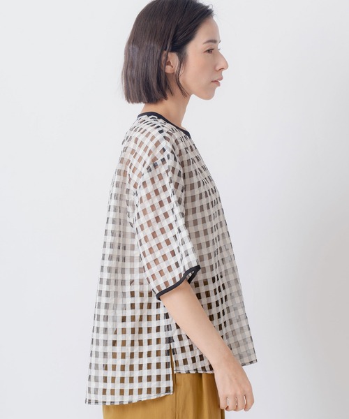 Kelen(ケレン)の「「KELEN / ケレン」シアーチェッククルーネックトップス(シャツ/ブラウス・レディース・ブラック/オフホワイト・M/S)」の13枚目の写真