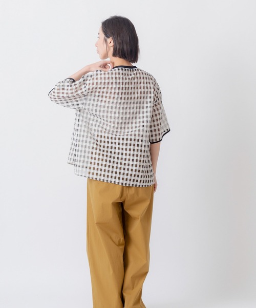 Kelen(ケレン)の「「KELEN / ケレン」シアーチェッククルーネックトップス(シャツ/ブラウス・レディース・ブラック/オフホワイト・M/S)」の14枚目の写真