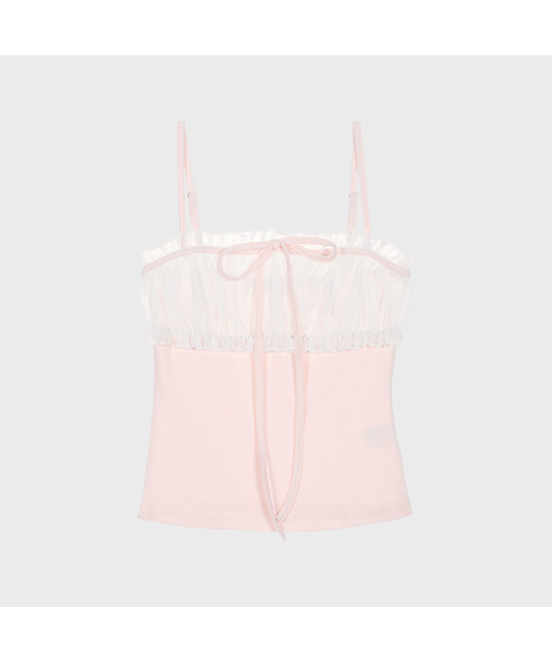 ALKI ALKA(アルキアルカ)の「Chiffon Ribbon Sleeveless (Light Pink)(Tシャツ/カットソー・レディース・ライトピンク・FREE)」の1枚目の写真