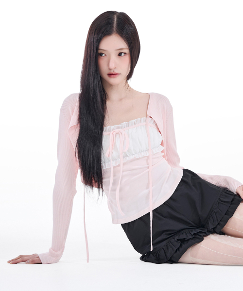 ALKI ALKA(アルキアルカ)の「Chiffon Ribbon Sleeveless (Light Pink)(Tシャツ/カットソー・レディース・ライトピンク・FREE)」の2枚目の写真