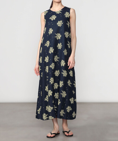 LE GLAZIK（ルグラジック）の「LE GLAZIK | ツイルプリント ノースリーブワンピース WOMEN（ワンピース・レディース・ブラック/ネイビー・36）」の3枚目の写真