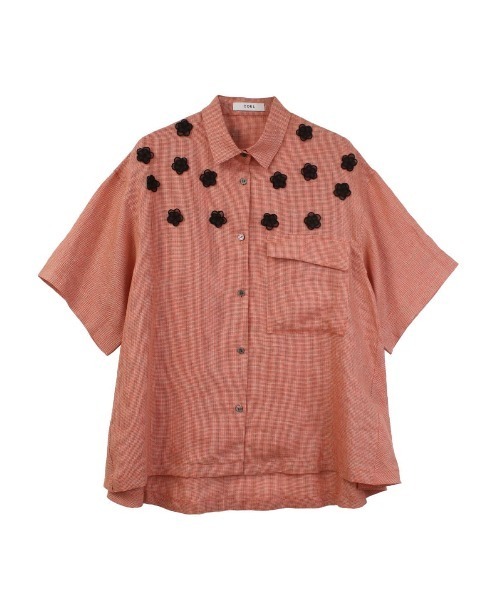 COEL(コエル)の「モチーフリネンシャツ(シャツ/ブラウス・レディース・ブラック/オレンジ・FREE)」の6枚目の写真