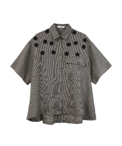 COEL(コエル)の「モチーフリネンシャツ(シャツ/ブラウス・レディース・ブラック/オレンジ・FREE)」の7枚目の写真