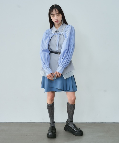 HARE(ハレ)の「トロミプリーツミニスカート(HARE)(スカート・レディース・ブルー/ブラック/パープル・FREE)」の9枚目の写真