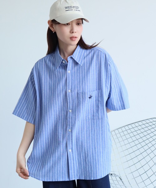 BEVERLY HILLS POLO CLUB(ビバリーヒルズポロクラブ)の「【BEVERLY HILLS POLO CLUB / ビバリーヒルズ ポロクラブ】 ワンポイントポニー刺繍 ハイツイスト 半袖シャツ(シャツ/ブラウス・メンズ・オフホワイト/ブルー/ベージュ系その他/ブルー系その他/ブラック系その他/ベージュ系その他2/スミクロ・M/LL/L)」の7枚目の写真