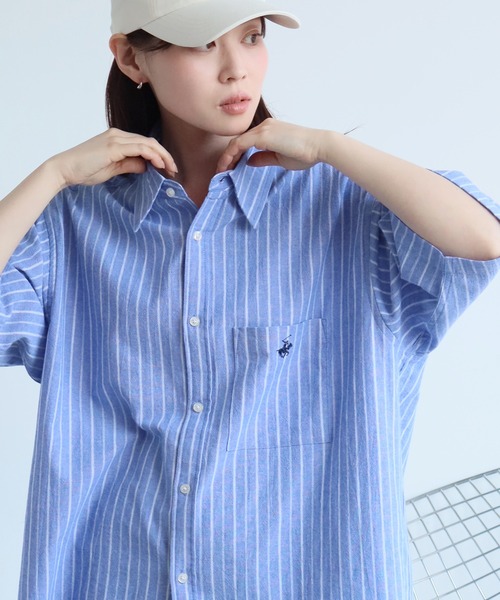BEVERLY HILLS POLO CLUB(ビバリーヒルズポロクラブ)の「【BEVERLY HILLS POLO CLUB / ビバリーヒルズ ポロクラブ】 ワンポイントポニー刺繍 ハイツイスト 半袖シャツ(シャツ/ブラウス・メンズ・オフホワイト/ブルー/ベージュ系その他/ブルー系その他/ブラック系その他/ベージュ系その他2/スミクロ・M/LL/L)」の21枚目の写真