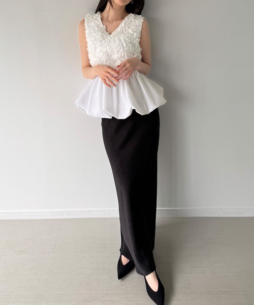 junoah（ジュノア）の「チュールバルーントップス（シャツ/ブラウス・レディース・ホワイト/アイボリー/ブラック・SMALL/LARGE/MEDIUM）」の12枚目の写真