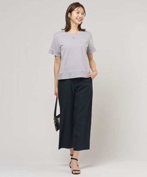 J.PRESS(ジェイプレス)の「【一枚で着映え】サッカージャージー クルーネック カットソー(Tシャツ/カットソー・レディース・ライトグリーン系1/ライトグレー系1/ネイビー系1/グレー系1・T15/T13)」の7枚目の写真