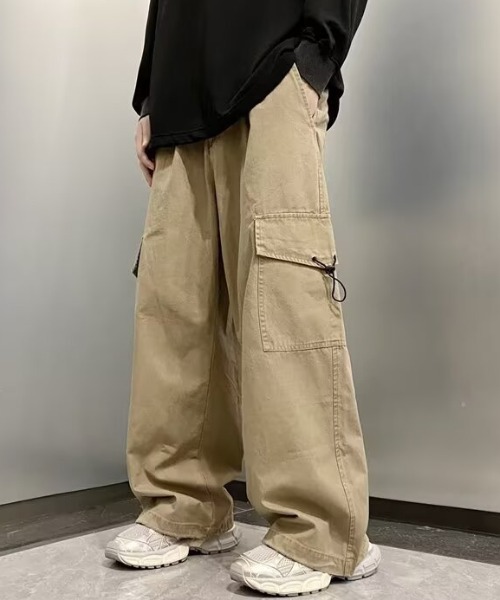 link lot(リンクロット)の「【バックゴム】カーゴデザインチノパンツ(カーゴパンツ・メンズ・ベージュ/ブラック・L/M)」の1枚目の写真