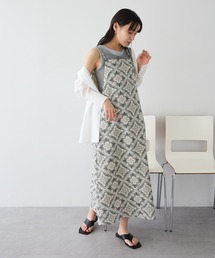 接触冷感 プリントキャミワンピース