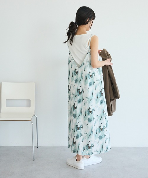 CRAFT STANDARD BOUTIQUE(クラフトスタンダードブティック)の「接触冷感 プリントキャミワンピース(ワンピース・レディース・グリーン/ライトベージュ・FREE)」の9枚目の写真