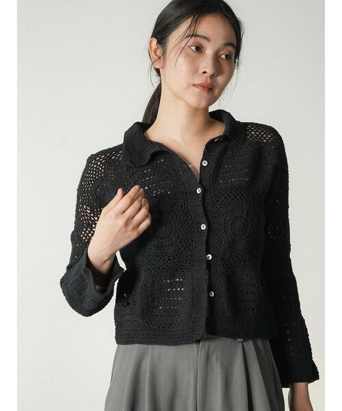 FIKA.(フィーカ)の「Crochet motif cardigan(カーディガン/ボレロ・レディース・ブラック/ホワイト系・MEDIUM)」の3枚目の写真