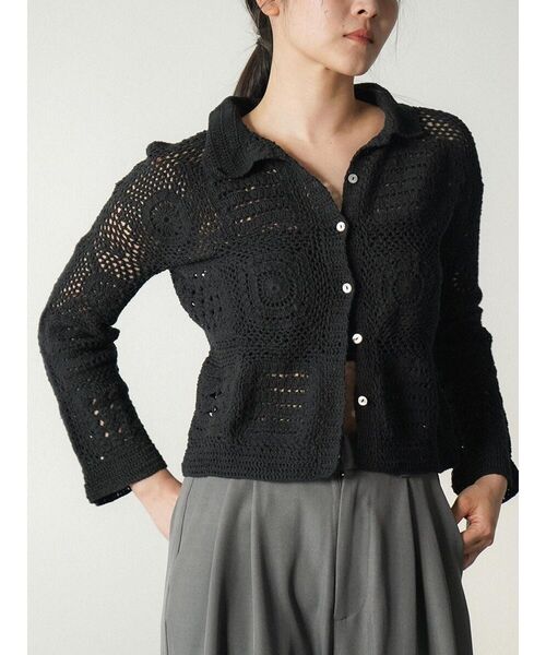 FIKA.(フィーカ)の「Crochet motif cardigan(カーディガン/ボレロ・レディース・ブラック/ホワイト系・MEDIUM)」の6枚目の写真