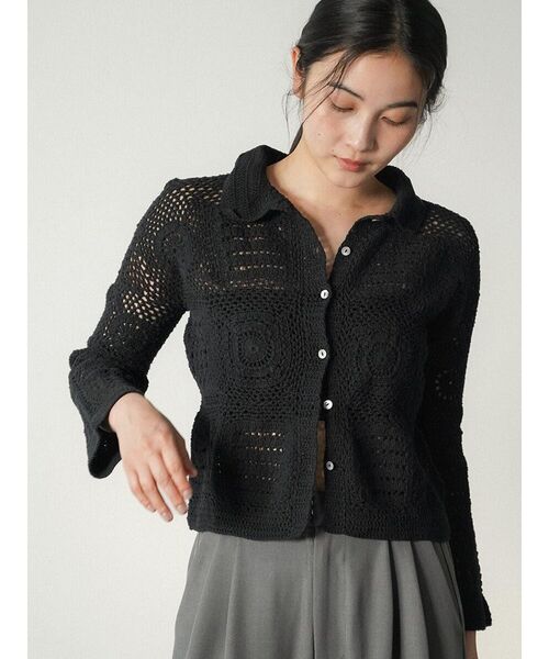 FIKA.(フィーカ)の「Crochet motif cardigan(カーディガン/ボレロ・レディース・ブラック/ホワイト系・MEDIUM)」の7枚目の写真