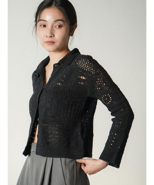 FIKA.(フィーカ)の「Crochet motif cardigan(カーディガン/ボレロ・レディース・ブラック/ホワイト系・MEDIUM)」の8枚目の写真