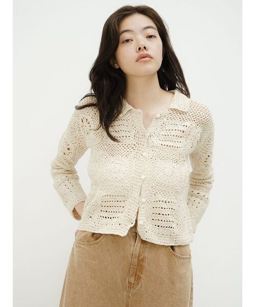 FIKA.(フィーカ)の「Crochet motif cardigan(カーディガン/ボレロ・レディース・ブラック/ホワイト系・MEDIUM)」の11枚目の写真