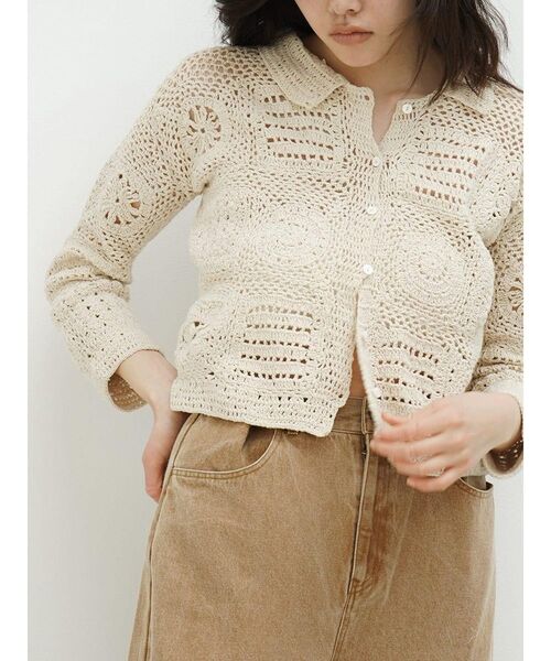 FIKA.(フィーカ)の「Crochet motif cardigan(カーディガン/ボレロ・レディース・ブラック/ホワイト系・MEDIUM)」の14枚目の写真