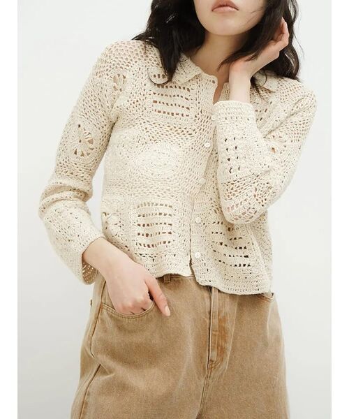 FIKA.(フィーカ)の「Crochet motif cardigan(カーディガン/ボレロ・レディース・ブラック/ホワイト系・MEDIUM)」の9枚目の写真
