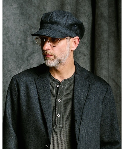 wjk(ダヴルジェイケイ)の「venetian stripe engineer cap(キャップ・メンズ・ブラック/ダークブラウン/チャコールグレー・FREE)」の2枚目の写真