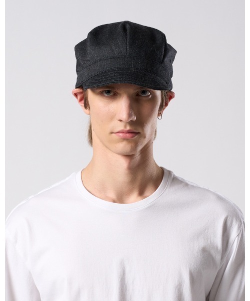wjk(ダヴルジェイケイ)の「venetian stripe engineer cap(キャップ・メンズ・ブラック/ダークブラウン/チャコールグレー・FREE)」の5枚目の写真
