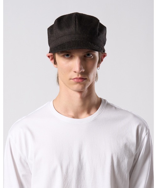 wjk(ダヴルジェイケイ)の「venetian stripe engineer cap(キャップ・メンズ・ブラック/ダークブラウン/チャコールグレー・FREE)」の9枚目の写真