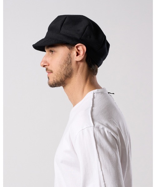 wjk(ダヴルジェイケイ)の「venetian stripe engineer cap(キャップ・メンズ・ブラック/ダークブラウン/チャコールグレー・FREE)」の14枚目の写真
