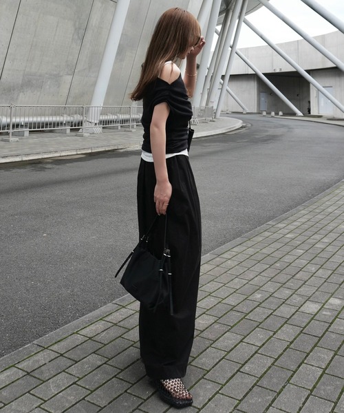 LAULEN(ローレン)の「drape nuance layered tops /ドレープニュアンスオフショルダーレイヤードトップス(Tシャツ/カットソー・レディース・ホワイト/グリーン/オレンジ/グレー/ブラック・FREE)」の20枚目の写真