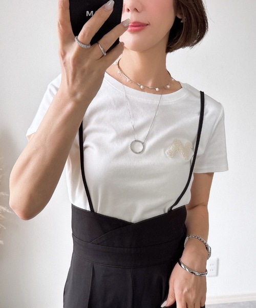 &. NOSTALGIA(アンドドットノスタルジア)の「【ZOZO限定】サガラ刺繍Tシャツ(汗染み防止・UVカット)(Tシャツ/カットソー・レディース・ブラック/オフホワイト/グレー・M)」の22枚目の写真