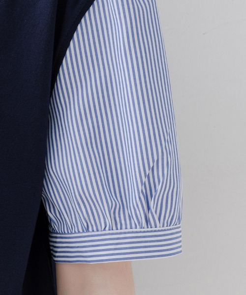 ReRe(リリ)の「重ね着風ストライプ切替ブラウス(シャツ/ブラウス・レディース・ネイビー・MEDIUM/LARGE/X-LARGE)」の14枚目の写真