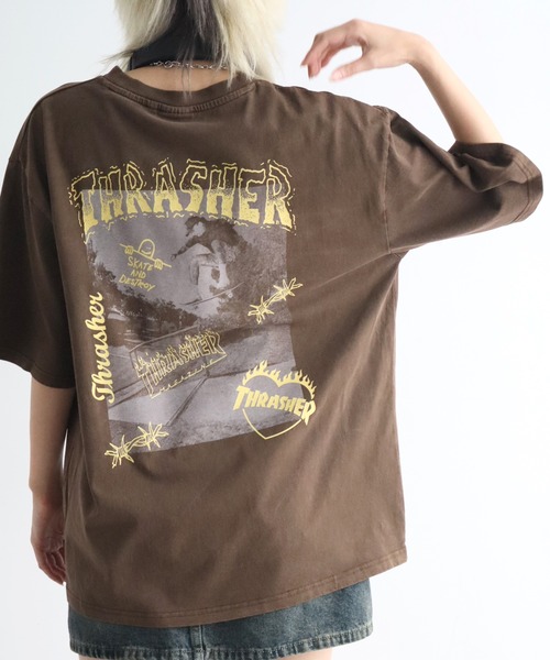 THRASHER/スラッシャー】ピグメント加工 バックフォトプリント Tシャツ