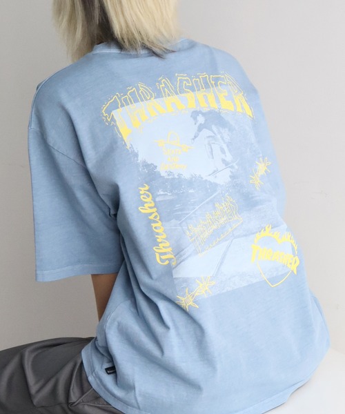 THRASHER(スラッシャー)の「【THRASHER/スラッシャー】ピグメント加工 バックフォトプリント Tシャツ(Tシャツ/カットソー・メンズ・ピンク/ブラウン/ライトグレー/サックスブルー/チャコールグレー・XL/L/M)」の4枚目の写真