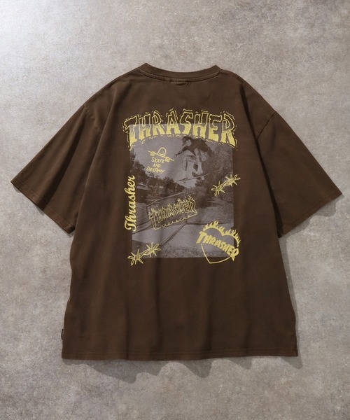 THRASHER(スラッシャー)の「【THRASHER/スラッシャー】ピグメント加工 バックフォトプリント Tシャツ(Tシャツ/カットソー・メンズ・ピンク/ブラウン/ライトグレー/サックスブルー/チャコールグレー・XL/L/M)」の15枚目の写真