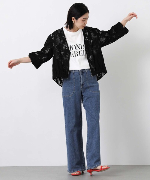 Gready Brilliant（グレディブリリアン）の「フラワーレースＶネック衿ブルゾン（ブルゾン・レディース・オフホワイト/ブラック・38）」の14枚目の写真