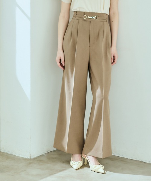 12Twelve Agenda(トゥエルブ アジェンダ)の「ベルト付ハイウエストパンツ(その他パンツ・レディース・ネイビー/ブラウン・M/S)」の2枚目の写真