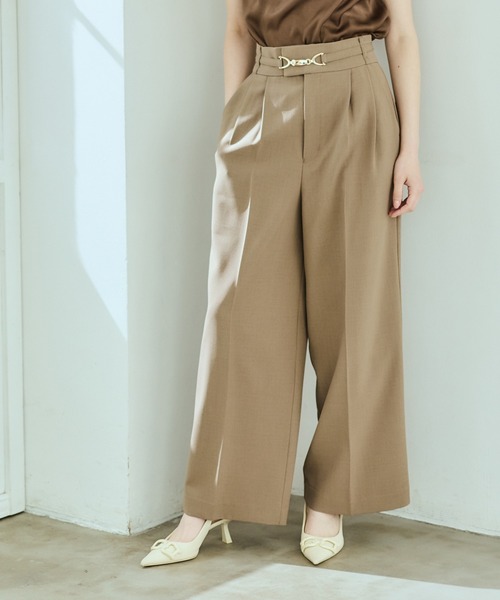 12Twelve Agenda(トゥエルブ アジェンダ)の「ベルト付ハイウエストパンツ(その他パンツ・レディース・ネイビー/ブラウン・M/S)」の4枚目の写真