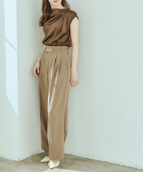 12Twelve Agenda(トゥエルブ アジェンダ)の「ベルト付ハイウエストパンツ(その他パンツ・レディース・ネイビー/ブラウン・M/S)」の10枚目の写真