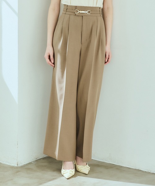 12Twelve Agenda(トゥエルブ アジェンダ)の「ベルト付ハイウエストパンツ(その他パンツ・レディース・ネイビー/ブラウン・M/S)」の3枚目の写真