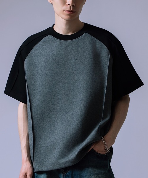 Crownor(クラウノアー)の「ラグランスリーブ バイカラー 半袖Tシャツ(Tシャツ/カットソー・メンズ・ブラウン/ブラック/グレー・LARGE/MEDIUM)」の1枚目の写真
